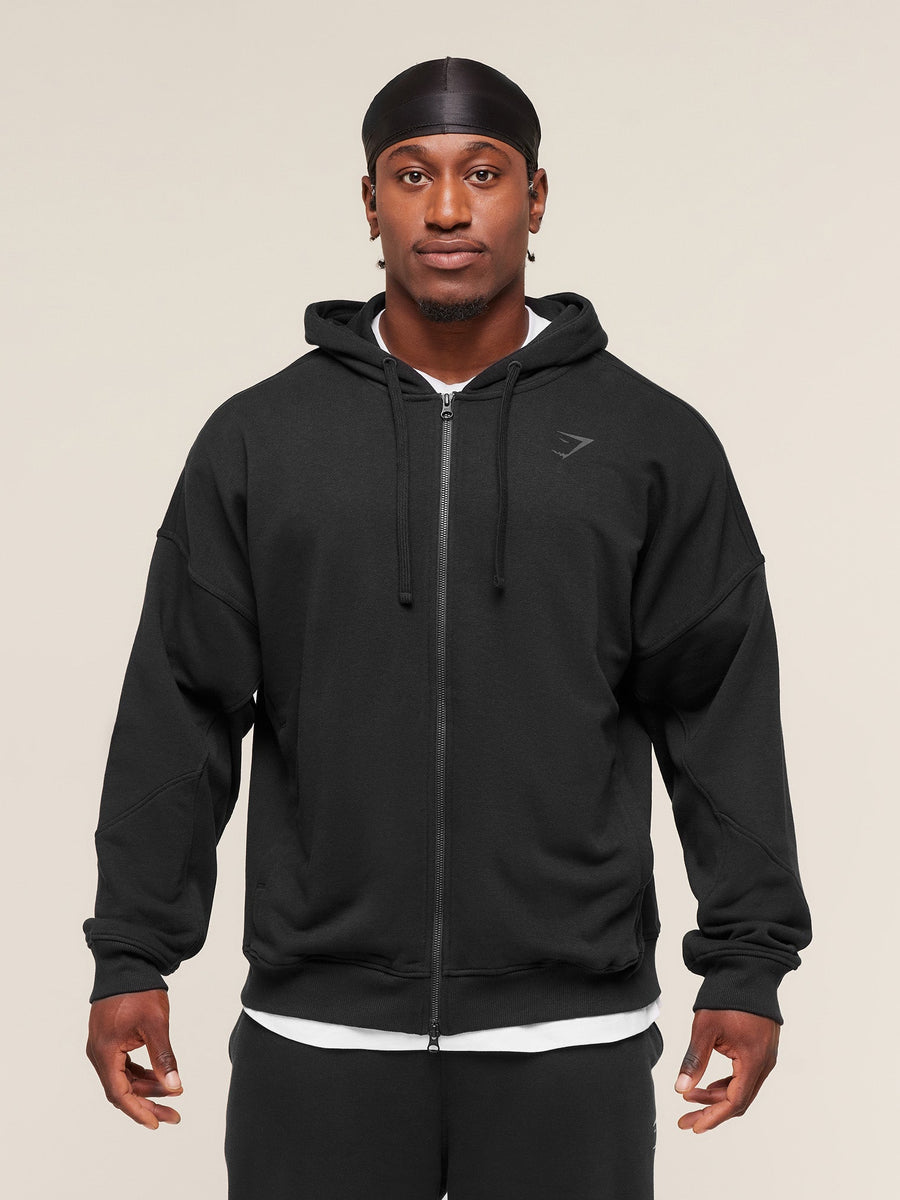 Gymshark Power Zip Up Hoodie — Black/Asphalt Grey — 3