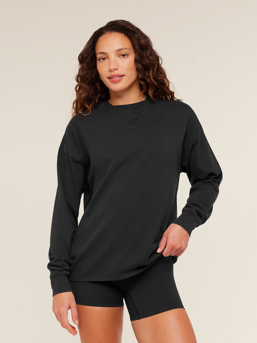Gymshark Power Washed Long Sleeve Top — Black/Acid Wash — 2