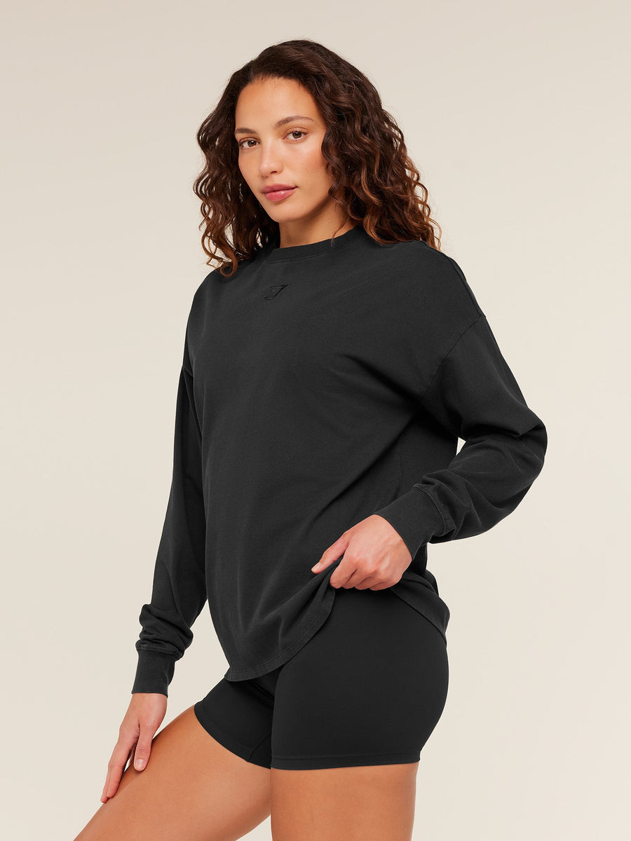 Gymshark Power Washed Long Sleeve Top — Black/Acid Wash — 3