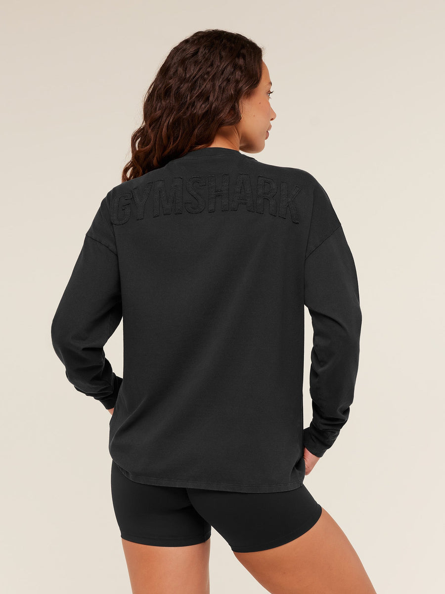 Gymshark Power Washed Long Sleeve Top — Black/Acid Wash — 1