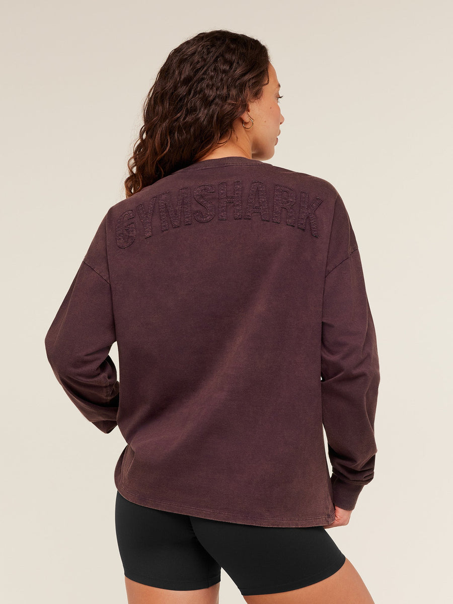 Gymshark Power Washed Long Sleeve Top — Cherry Purple/Acid Wash — 1