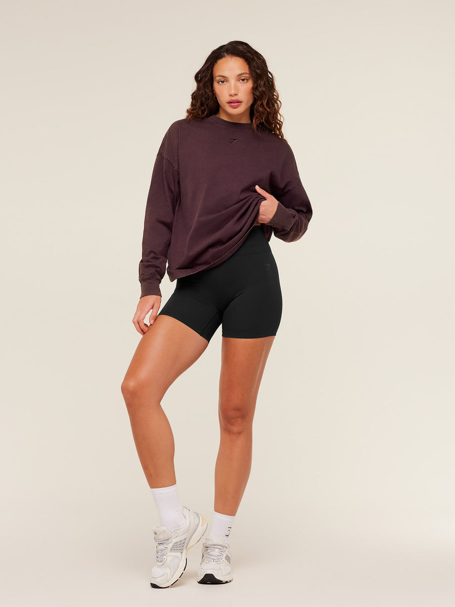 Gymshark Power Washed Long Sleeve Top — Cherry Purple/Acid Wash — 6