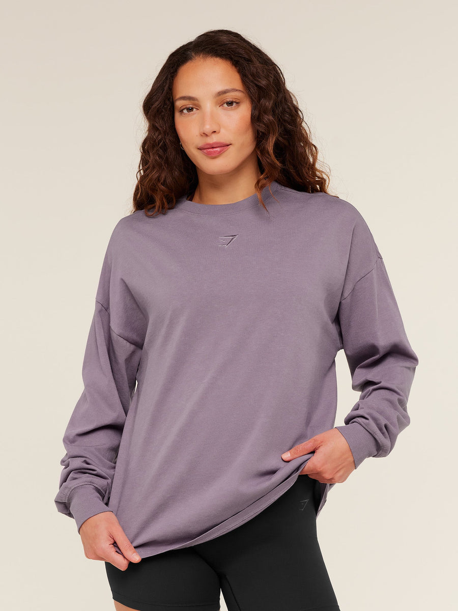 Gymshark Power Washed Long Sleeve Top — Dusk Purple/Acid Wash — 2