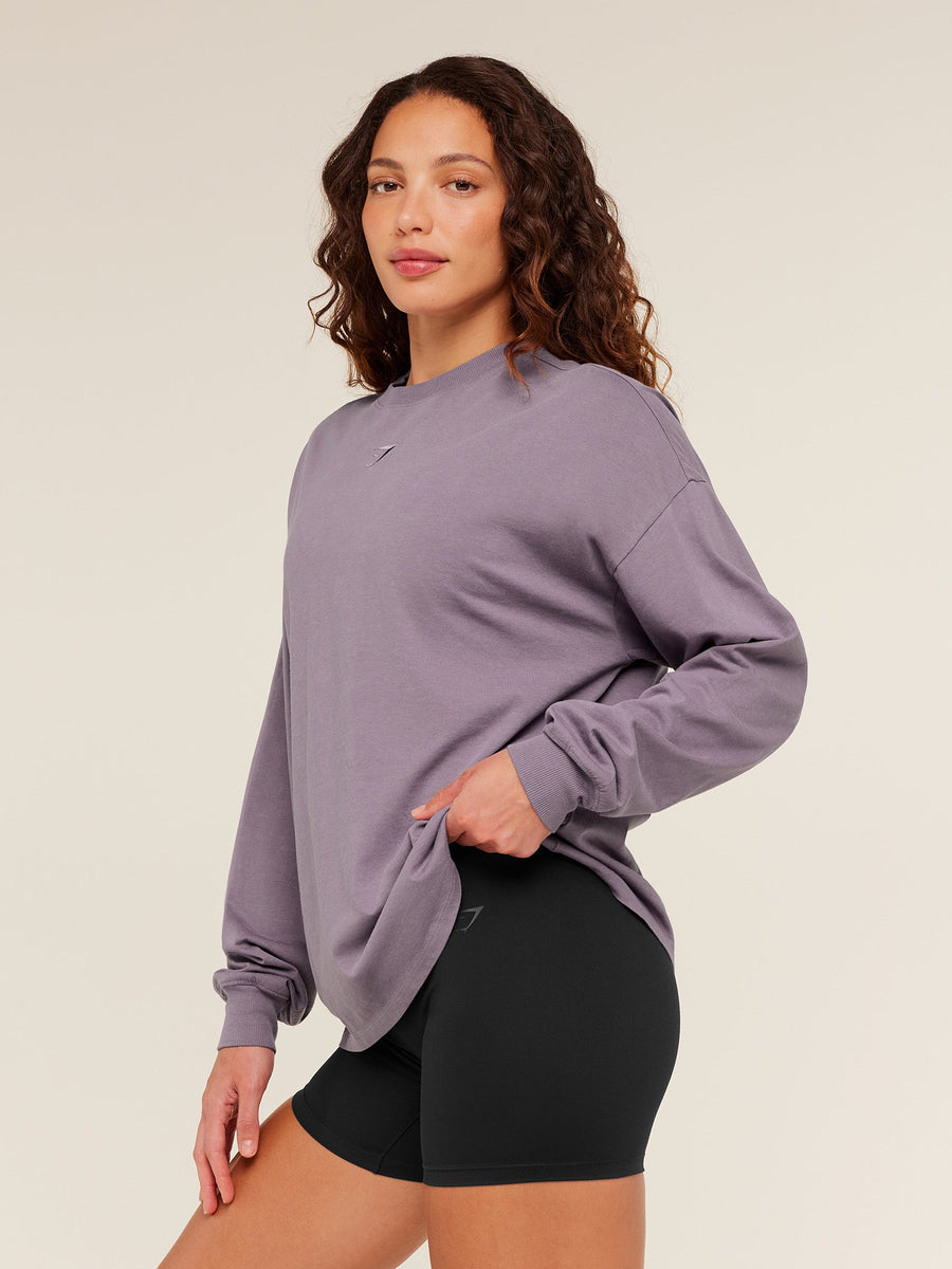 Gymshark Power Washed Long Sleeve Top — Dusk Purple/Acid Wash — 3