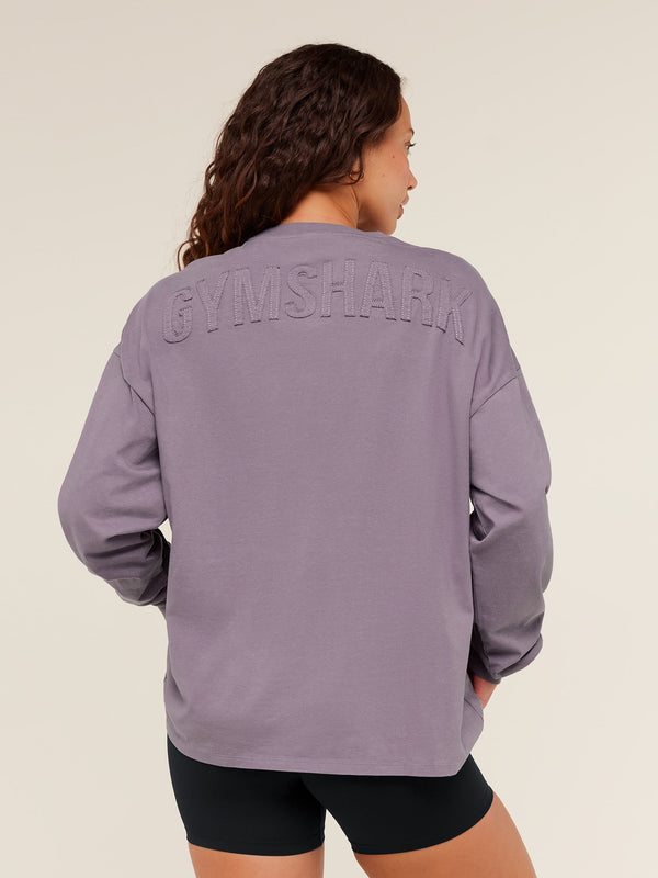 Gymshark Power Washed Long Sleeve Top — Dusk Purple/Acid Wash