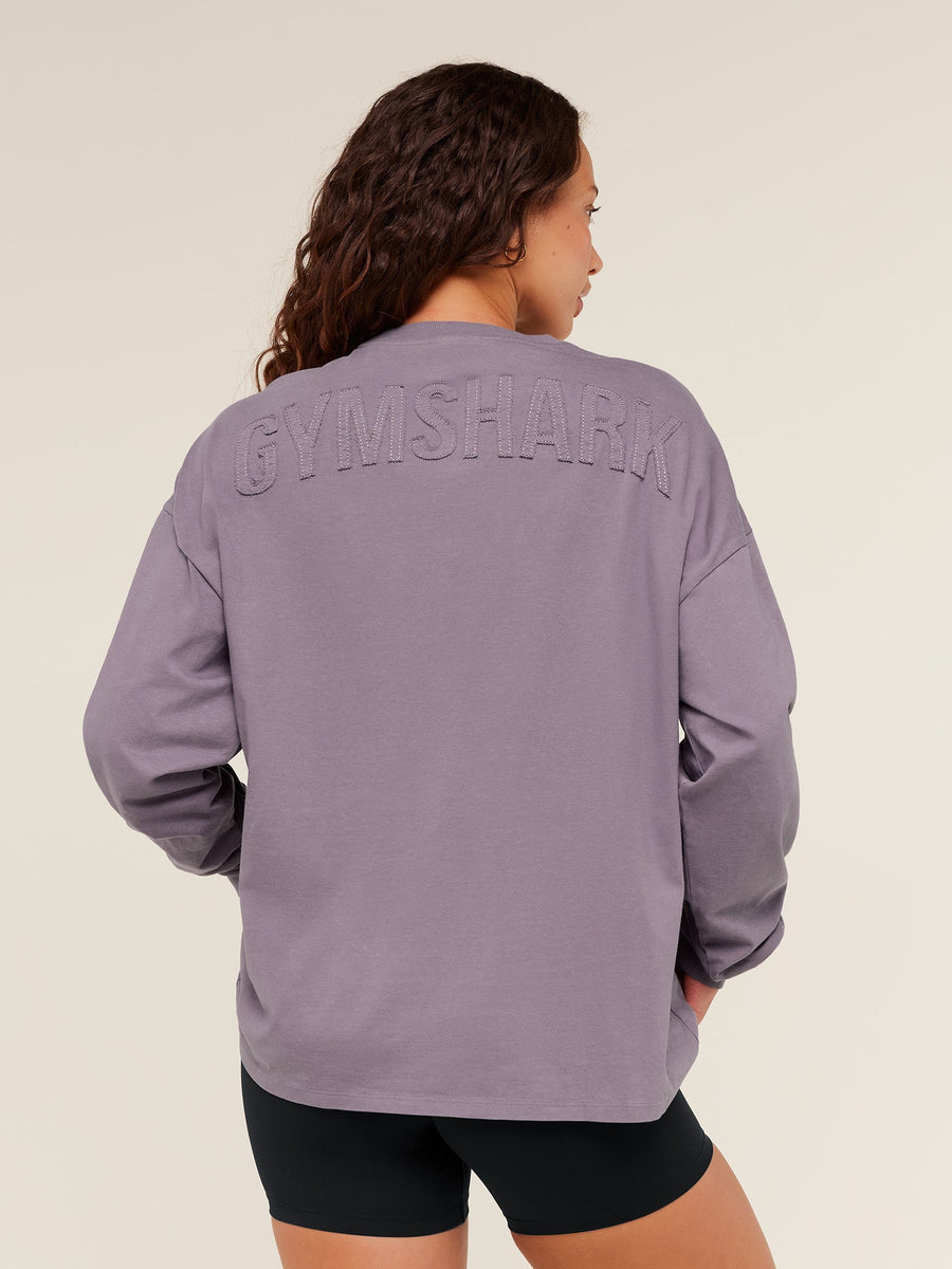 Gymshark Power Washed Long Sleeve Top — Dusk Purple/Acid Wash — 1