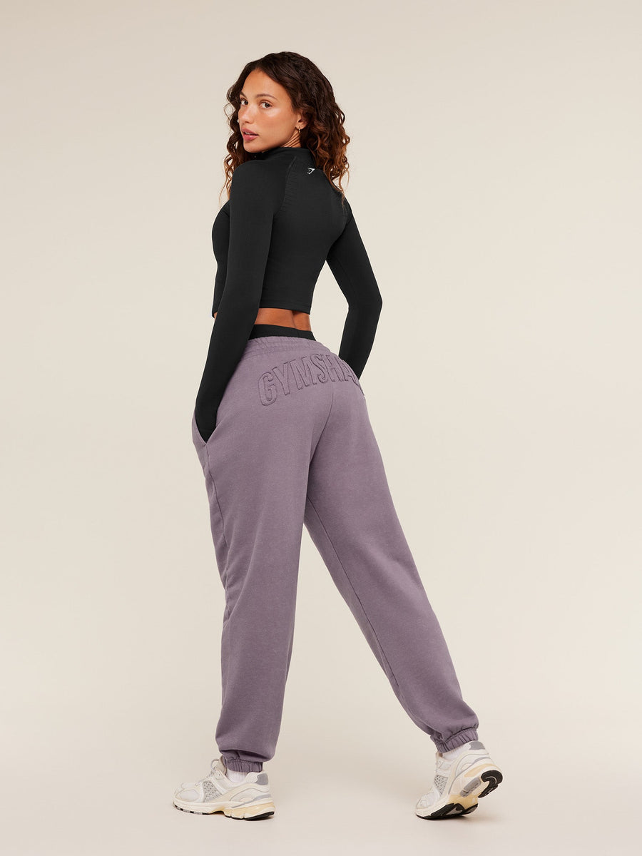 Gymshark Power Washed Cuff Joggers — Dusk Purple/Acid Wash — 6