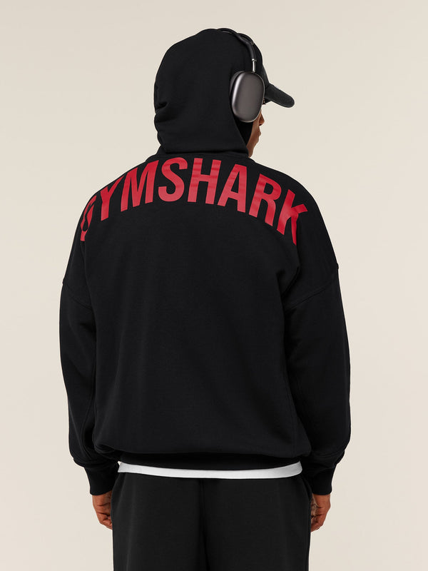 Gymshark Power Zip Up Hoodie — Black/Conditioning Red