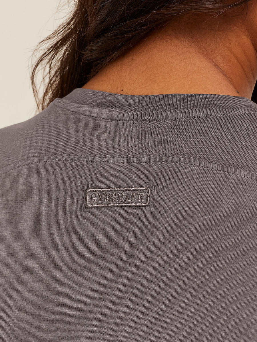 Gymshark Pump Cover Structured Fleece Top — GS Cool Brown/WASH — 6