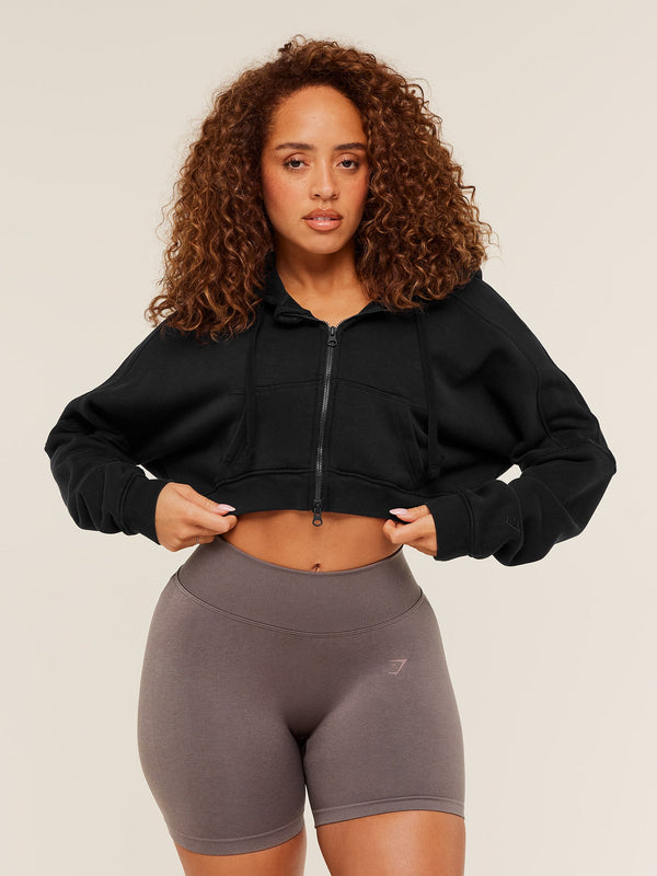 Gymshark Pump Zip Through Hoodie — Black/Wash