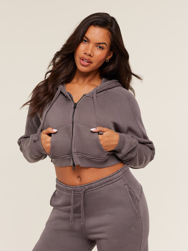 Gymshark Pump Zip Through Hoodie — GS Cool Brown/WASH