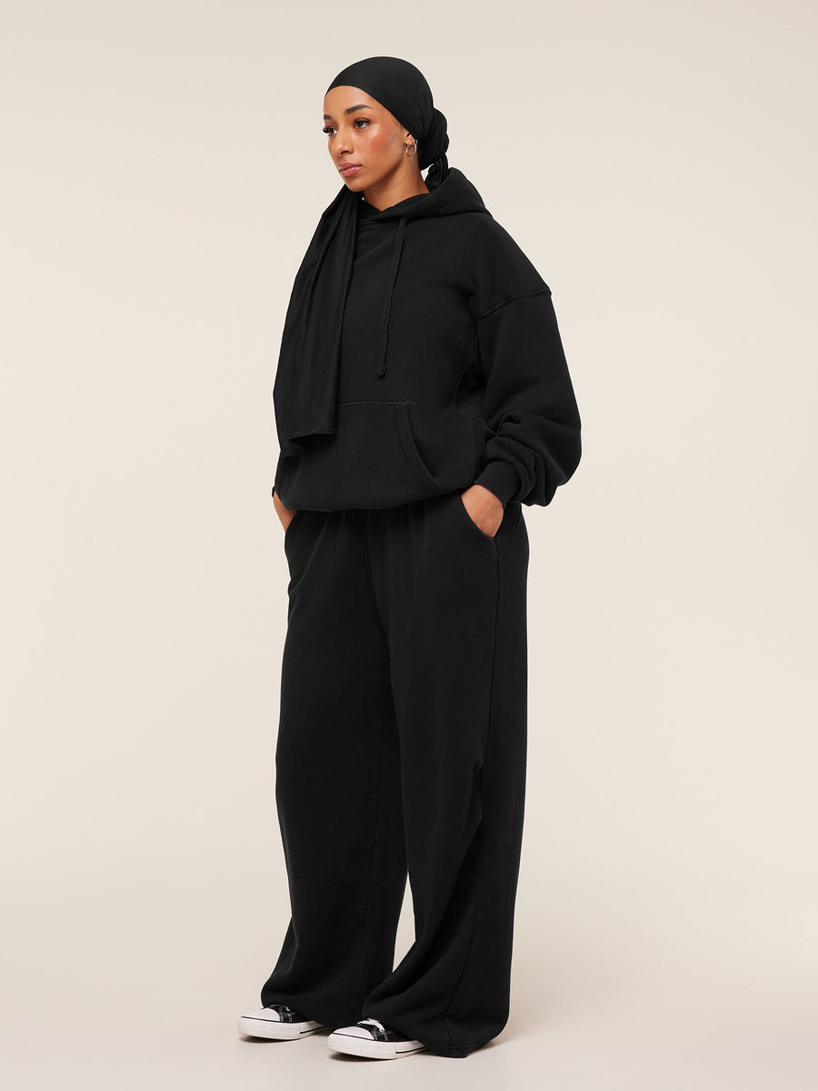 Gymshark Pump Cover Structured Fleece Pant — Black/Wash — 4