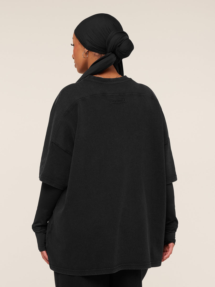 Gymshark Pump Cover Structured Fleece Top — Black/Wash — 2