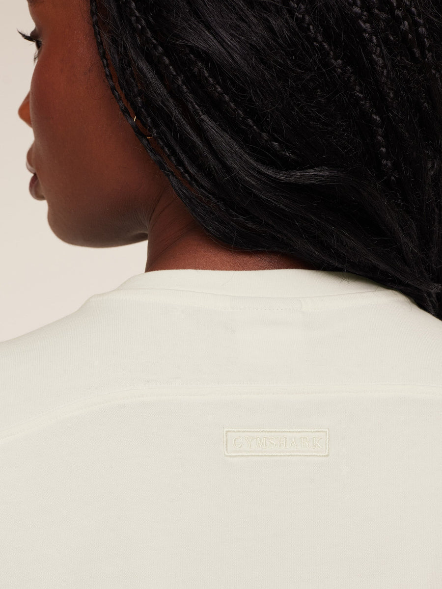 Gymshark Pump Cover Structured Fleece Top — Soft White/Wash — 7