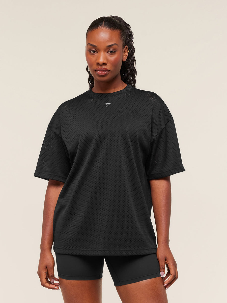 Gymshark Lifting Mesh Oversized Tee — Black — 1