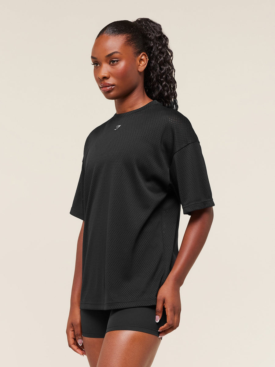 Gymshark Lifting Mesh Oversized Tee — Black — 3