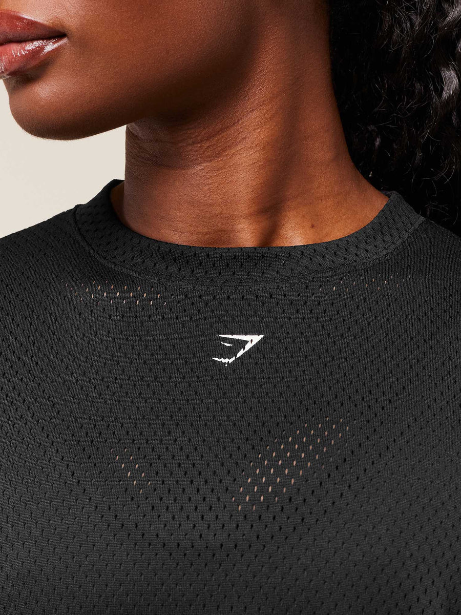 Gymshark Lifting Mesh Oversized Tee — Black — 4