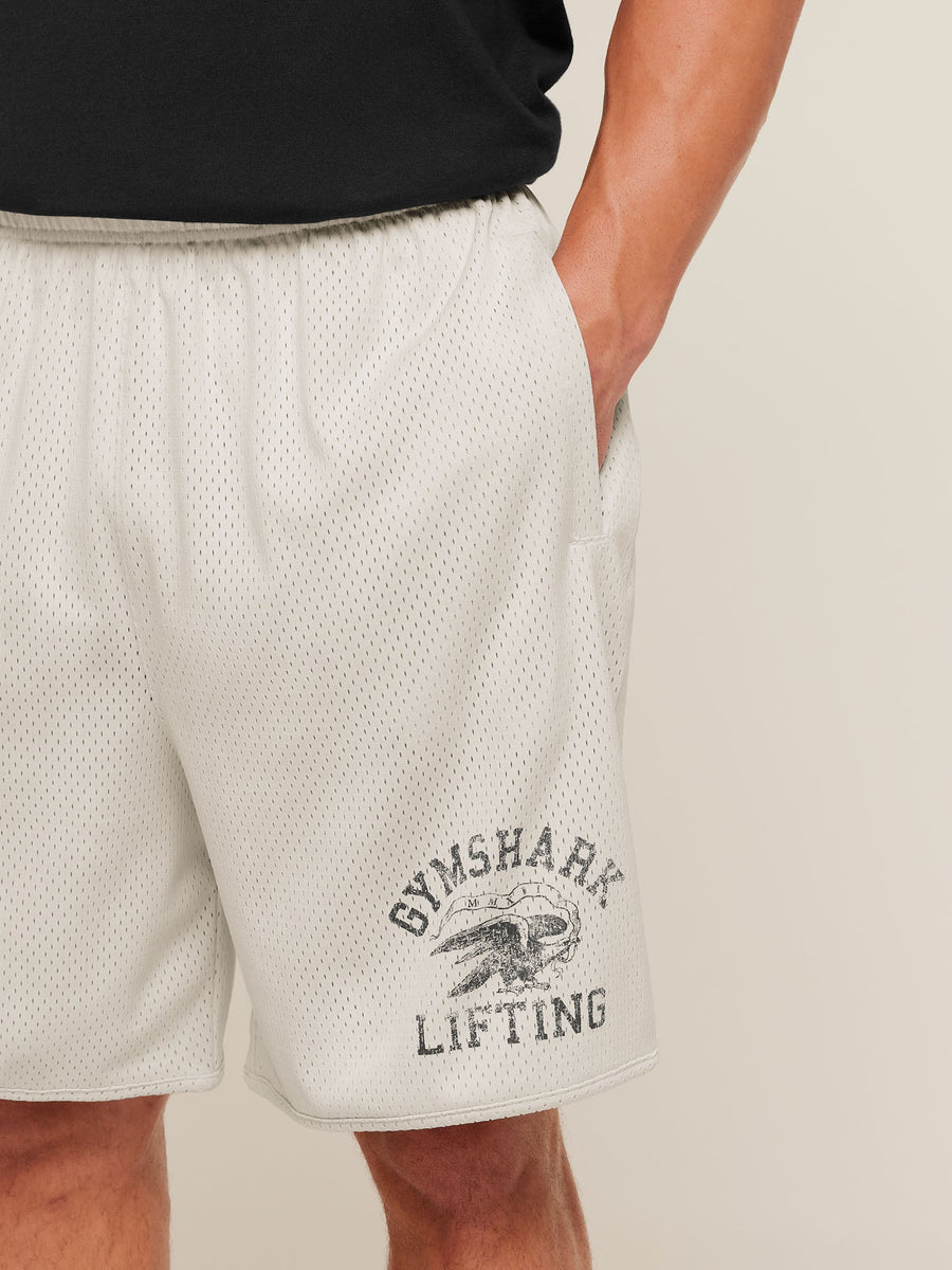 Gymshark Collective Mesh Shorts — Tinted White — 6