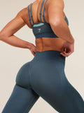 Gymshark Relay Seamless High-Rise Leggings — Stealth Blue — 6