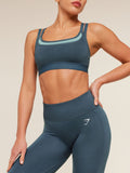 Gymshark Relay Seamless High-Rise Leggings — Stealth Blue — 7
