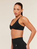 Gymshark Relay Seamless Light Support Sports Bra — Black — 4
