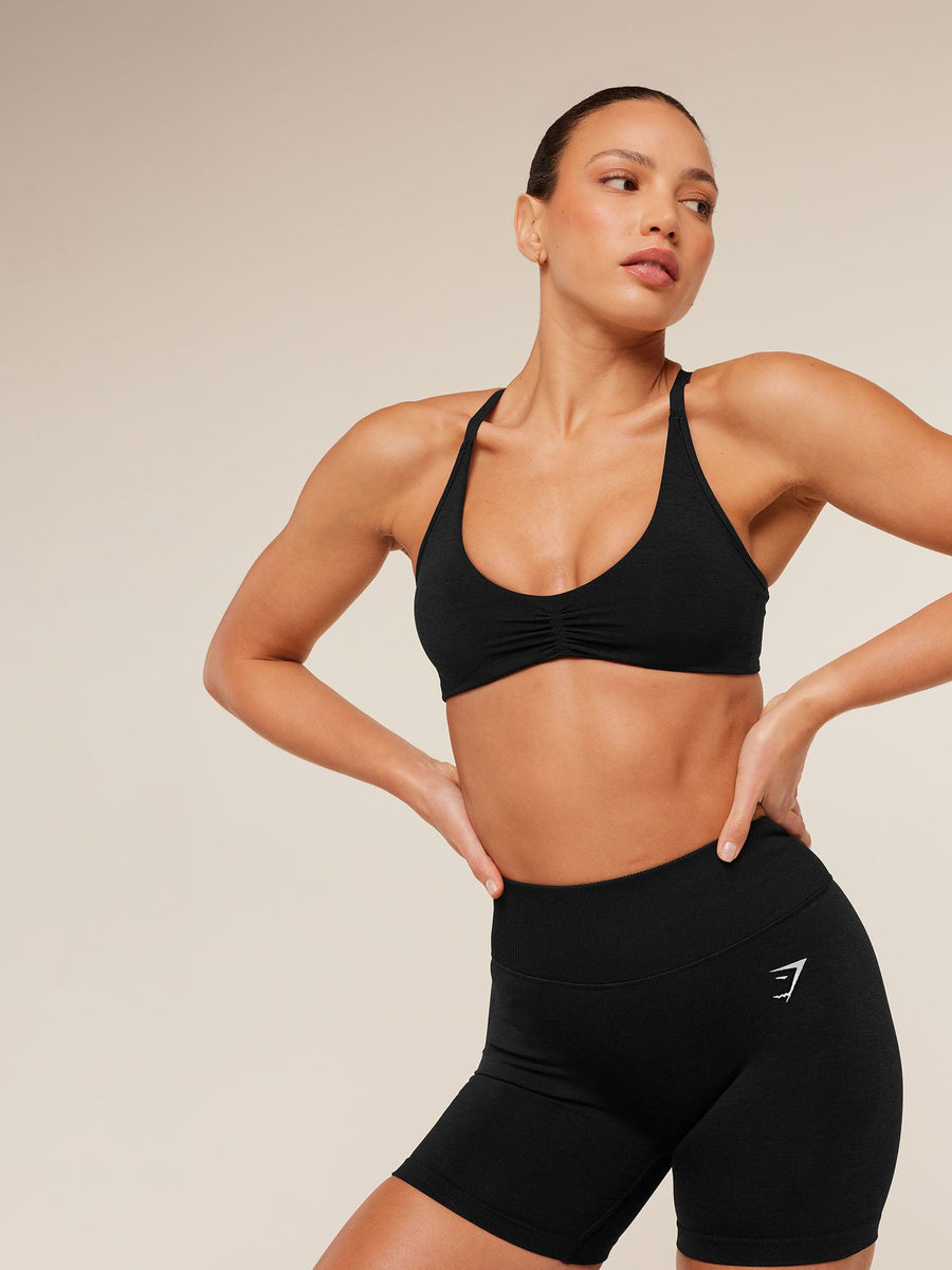 Gymshark Relay Seamless Light Support Sports Bra — Black — 7