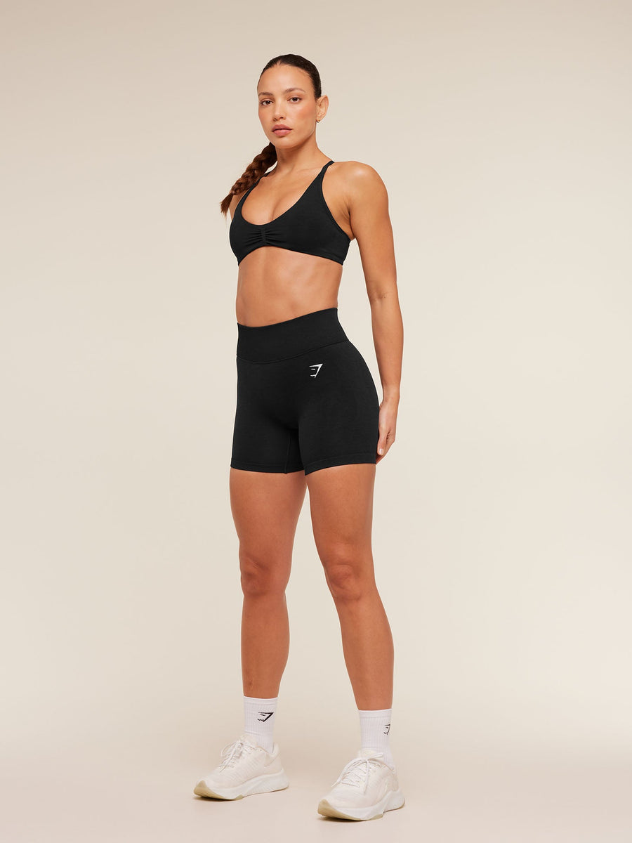 Gymshark Relay Seamless Light Support Sports Bra — Black — 6