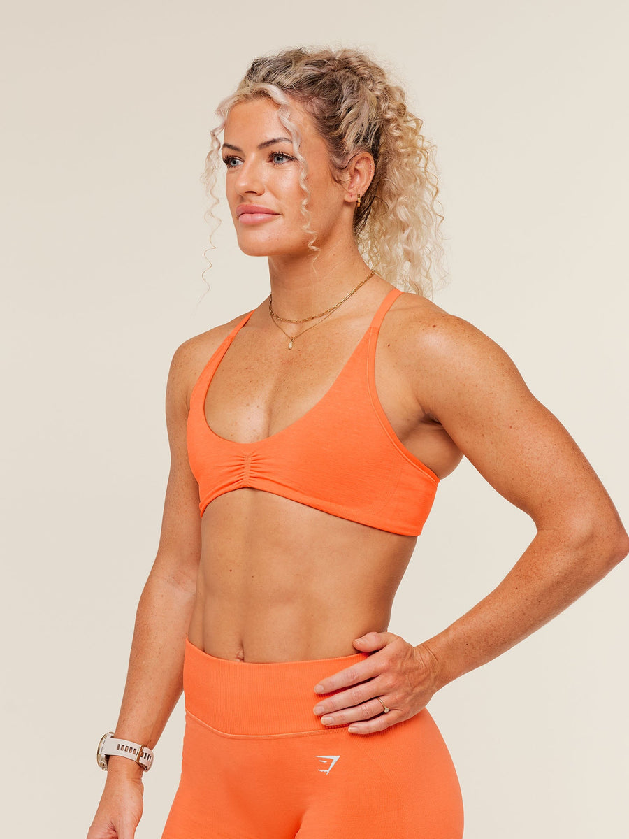 Gymshark Relay Seamless Light Support Sports Bra — Dayglow Peach — 5