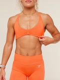 Gymshark Relay Seamless Light Support Sports Bra — Dayglow Peach — 8