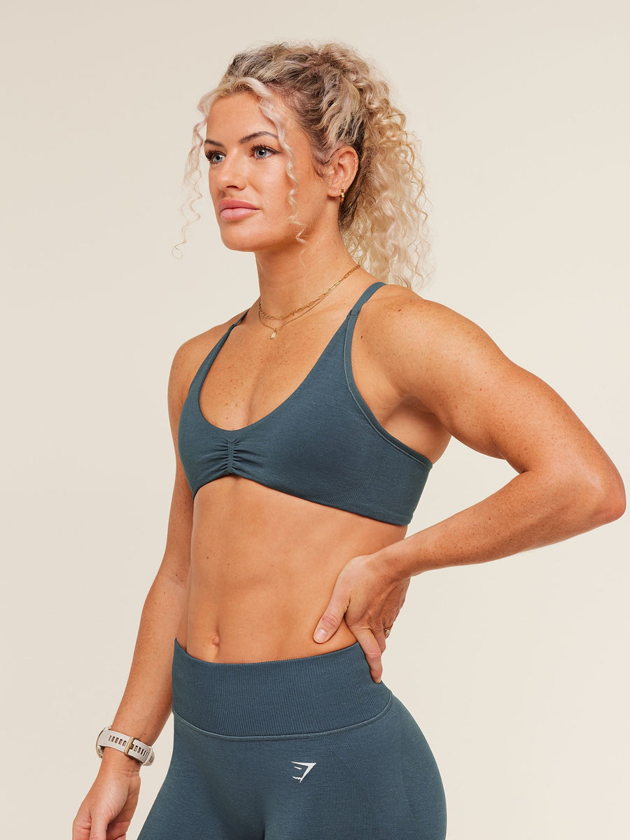 Gymshark Relay Seamless Light Support Sports Bra — Stealth Blue — 5