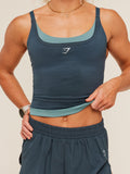 Gymshark Relay Seamless Midi Tank — Stealth Blue/Storm Blue — 7