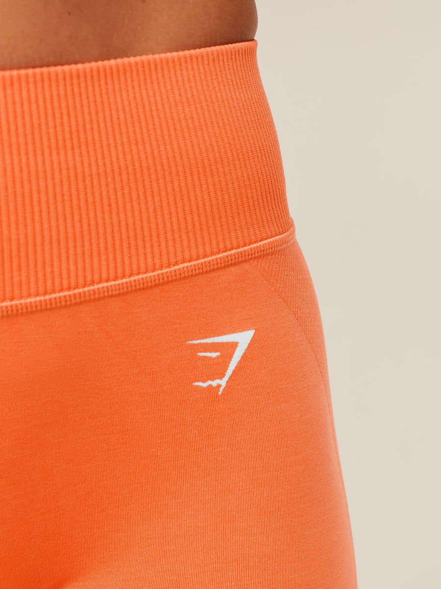 Gymshark Relay Seamless High-Rise Shorts — Dayglow Peach — 8