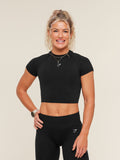 Gymshark Relay Seamless Short Sleeve Crop Top — Black — 1