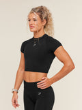 Gymshark Relay Seamless Short Sleeve Crop Top — Black — 4