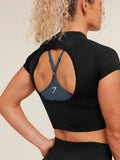 Gymshark Relay Seamless Short Sleeve Crop Top — Black — 7