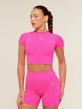 Gymshark Relay Seamless Short Sleeve Crop Top — Electric Pink/Super-Set Pink — 1