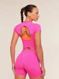 Gymshark Relay Seamless Short Sleeve Crop Top — Electric Pink/Super-Set Pink — 2