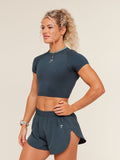 Gymshark Relay Seamless Short Sleeve Crop Top — Stealth Blue/Storm Blue — 4