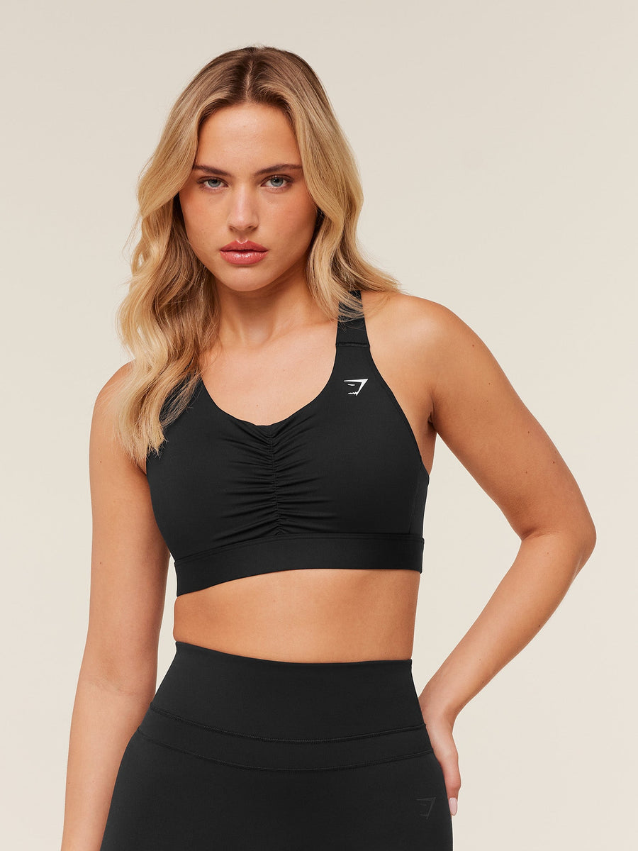 Gymshark High Support Ruched Sports Bra — Black — 1