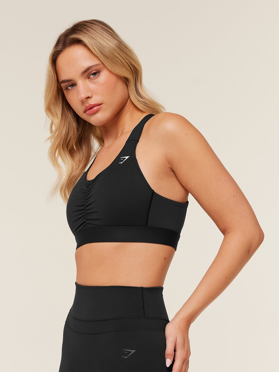 Gymshark High Support Ruched Sports Bra — Black — 3