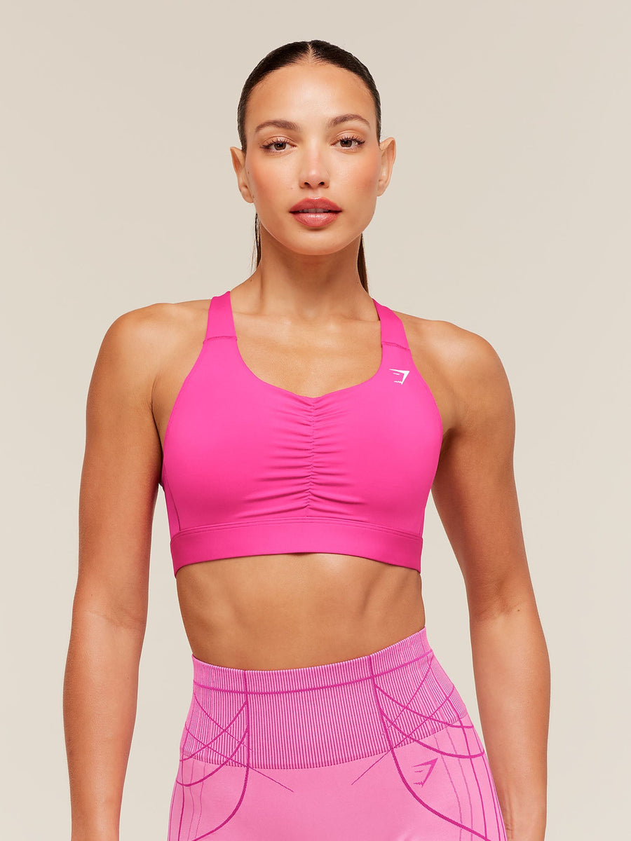 Gymshark High Support Ruched Sports Bra — Super-Set Pink — 1