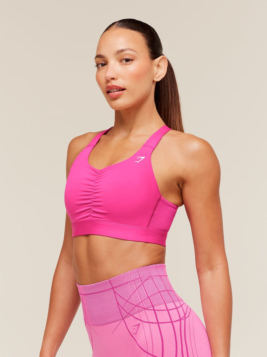 Gymshark High Support Ruched Sports Bra — Super-Set Pink — 3