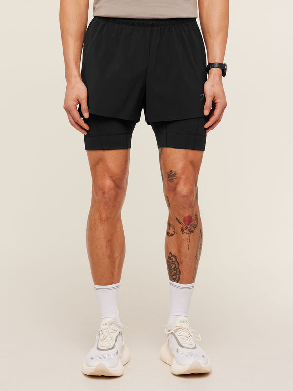 Gymshark Running Elite 2 in 1 5" Shorts — Black