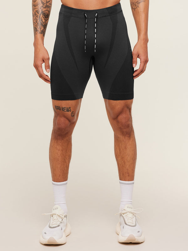 Gymshark Seamless Running Half Tight — Black/Grey