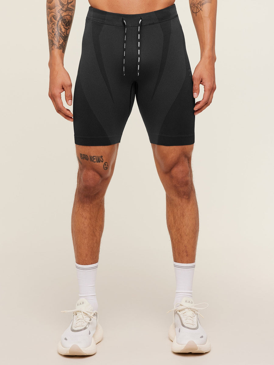 Gymshark Seamless Running Half Tight — Black/Grey — 1