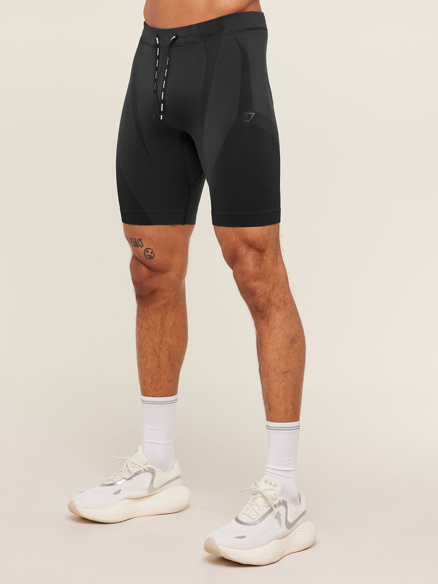 Gymshark Seamless Running Half Tight — Black/Grey — 3