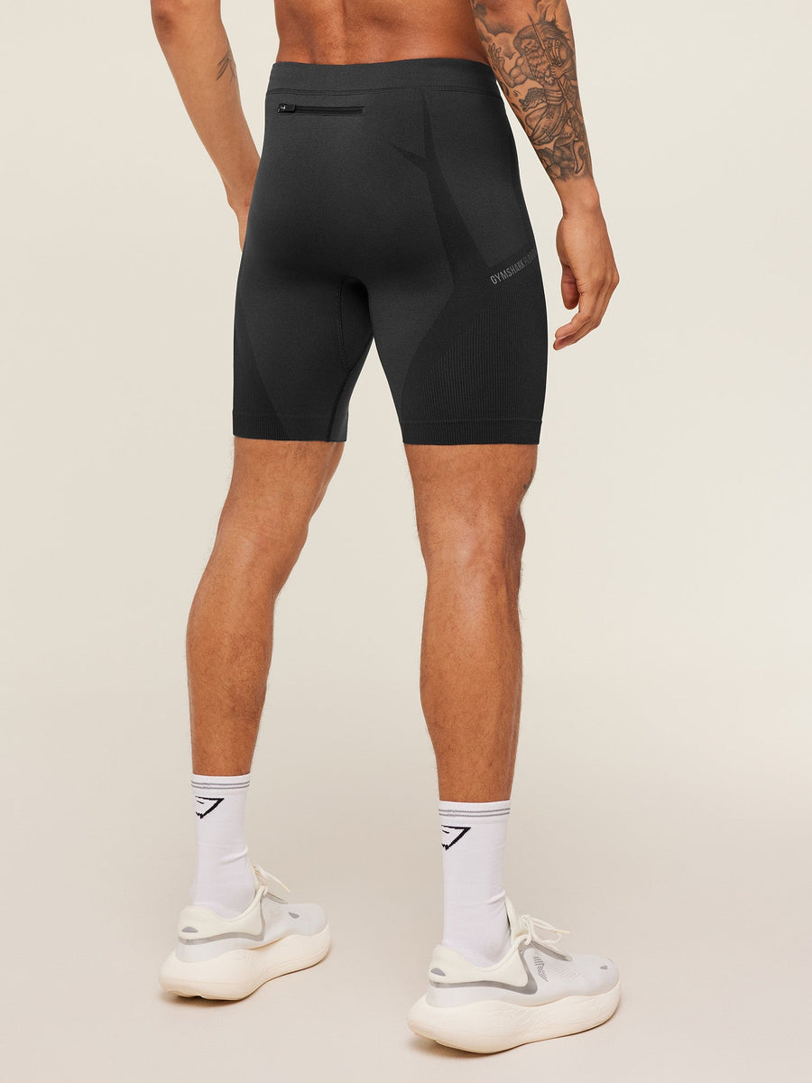 Gymshark Seamless Running Half Tight — Black/Grey — 2