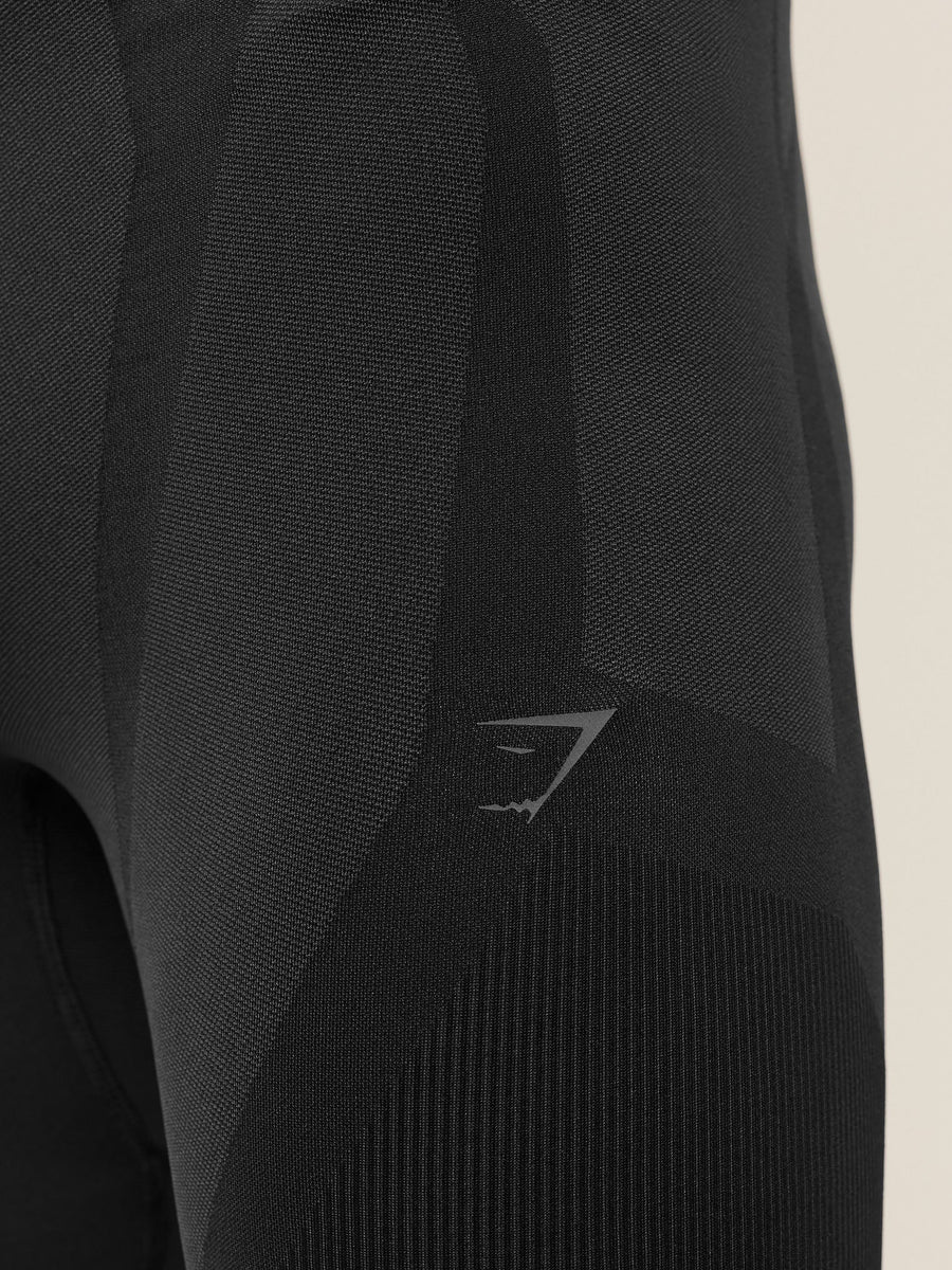 Gymshark Seamless Running Half Tight — Black/Grey — 6