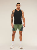 Gymshark Seamless Running Half Tight — Stealth Blue /  Sorbet Yellow — 4