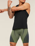 Gymshark Seamless Running Half Tight — Stealth Blue /  Sorbet Yellow — 5